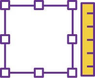 A ruler standing next to a sizing box, meant to resize a digital object