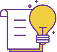 A lightbulb lit up over a series of papers