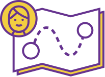 A map showing a starting point and a destination with the path clearly laid out representing how we do strategic research. 