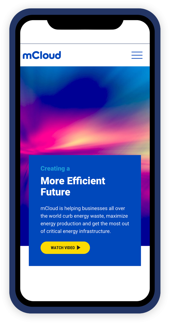 The mCloud website as viewed on a mobile phone