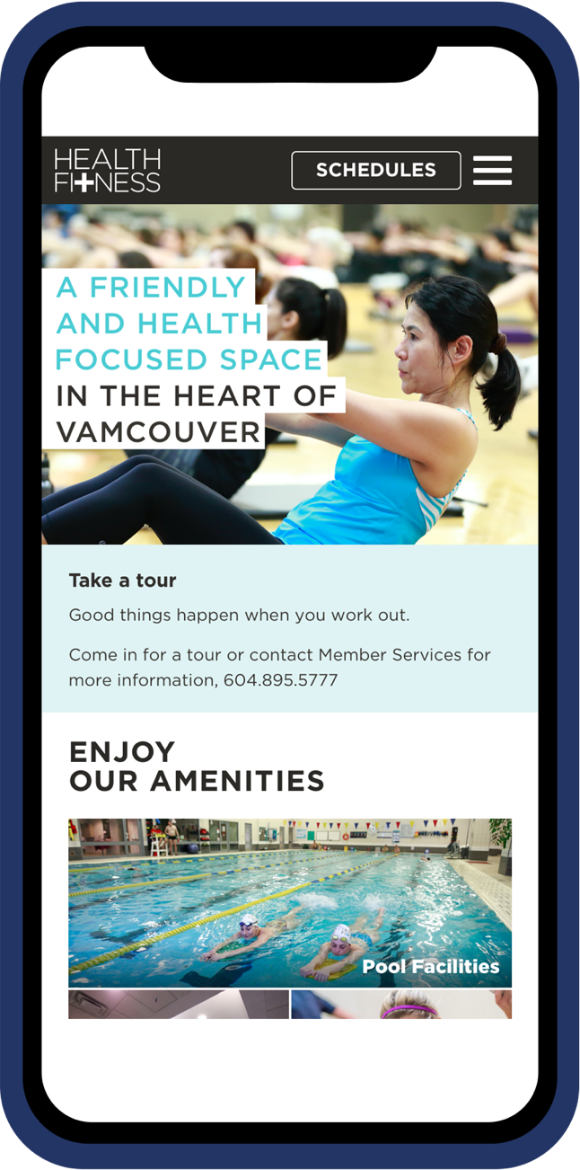 The YWCA website, as seen on a smartphone