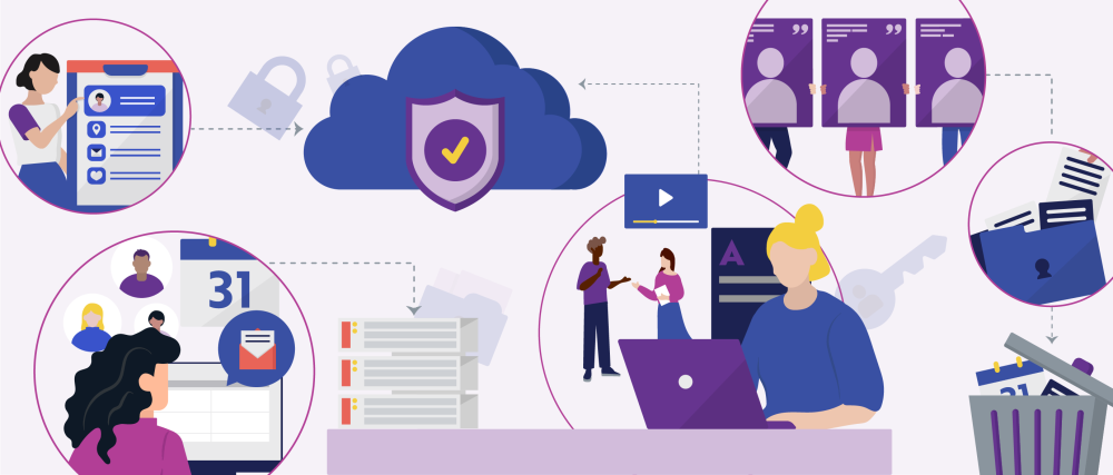 A series of images portraying various aspects of participant privacy in user research.