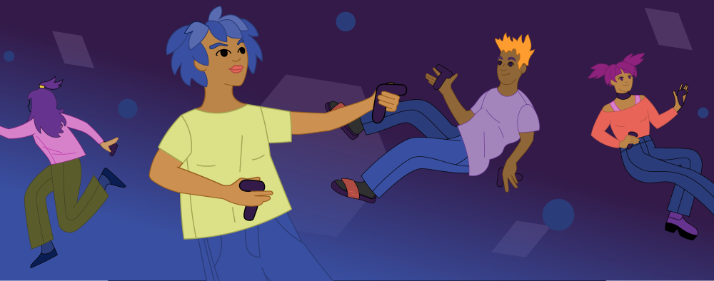 Illustration of avatars floating in the metaverse