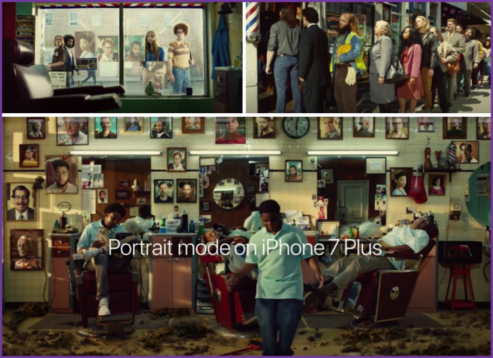 A collage of iPhone 7 Plus commercial