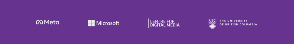 row of logos: meta, microsoft, centre for digital media, university of british columbia