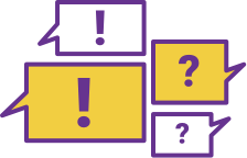 A series of speech bubbles depicting an exciting conversation